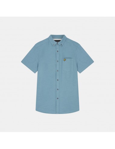 Lyle & Scott Cotton Slub Short Sleeve Shirt Skipton Blue pas chere