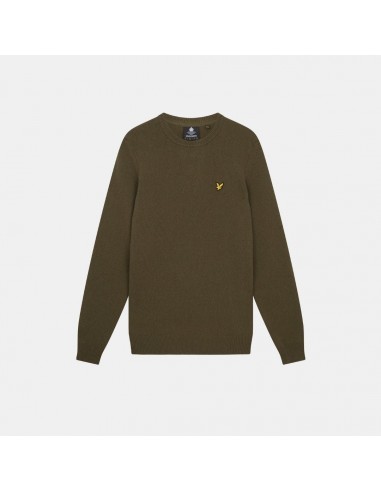 Lyle & Scott Shoulder Detail Crew Neck Knit Olive chez Cornerstreet bien 