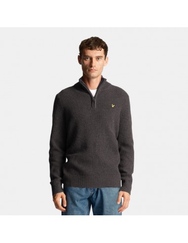 Lyle & Scott Ribbed Quarter Zip Jumper Charcoal Marl sélection de produits