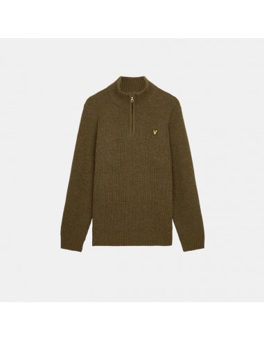 Lyle & Scott Ribbed Quarter Zip Jumper Olive Marl les ligaments