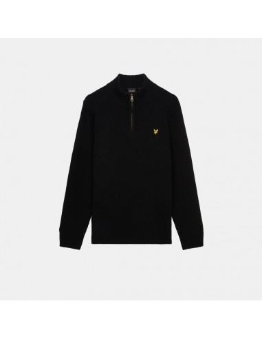 Lyle & Scott Ribbed Quarter Zip Jumper Jet Black la livraison gratuite