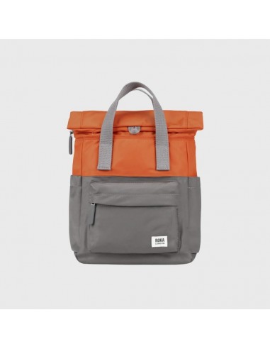 Roka London Canfield B Two Tone Recycled Nylon Backpack Small Graphite/Orange Paris Déstockage Promo