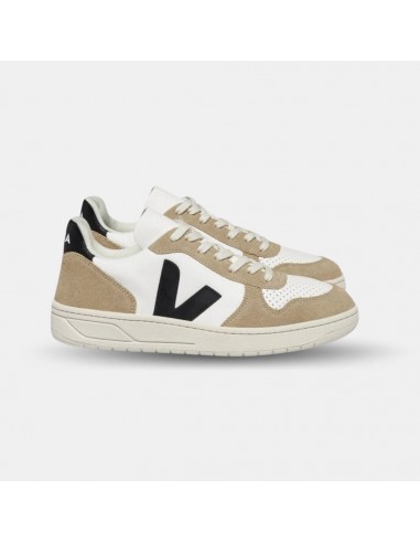 Veja Women's V-10 Chromefree Leather Extra White Black Sahara pas chere