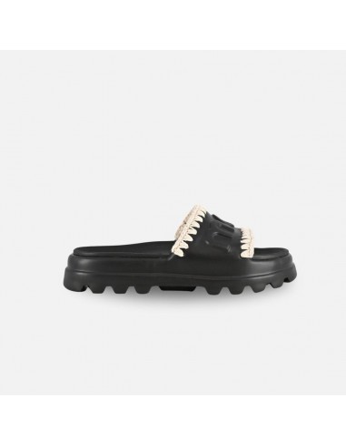 Mou Eva Sandal One Piece Slide Black White des créatures d'habitude