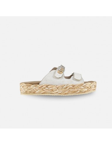 Mou Raffia Braid Sandal Leather Upper Crackled White En savoir plus