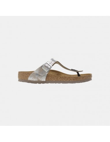 Birkenstock Gizeh Birko Flor Women's SYN Washed Metallic Silver sur le site 