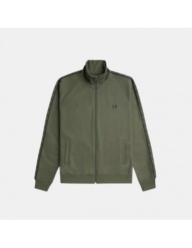 Fred Perry Contrast Tape Track Jacket Laurel Wreath Green pas chere