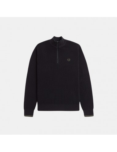 Fred Perry Jersey Waffle Stitch Half Zip Jumper Black votre restaurant rapide dans 