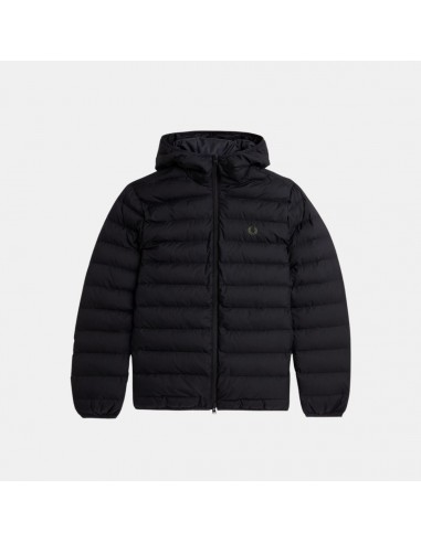 Fred Perry Hooded Insulated Jacket Black brillant des détails fins