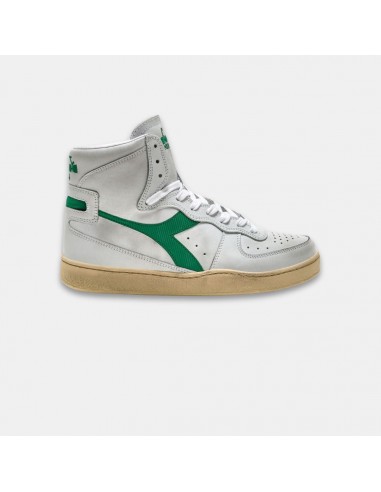 Diadora Mi Basket Used White Verdant Green de pas cher