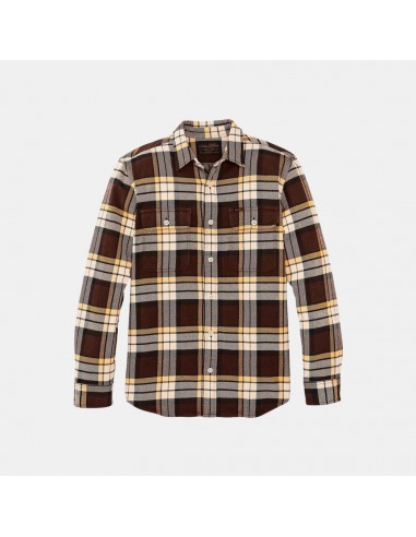 Filson Vintage Flannel Work Shirt Brown Yellow Multi Fin de série