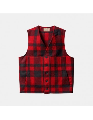 Filson Mackinaw Wool Vest Red Black Plaid pas cheres