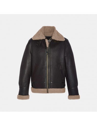 Schott NYC B-3 Bomber Jacket Sheepskin Leather Cordovan soldes